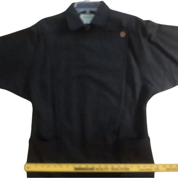 VTG JAEGER London Wool Coat Dress Womens 12 Charcoal Dolman Long Sleeve Pockets - Picture 15 of 16